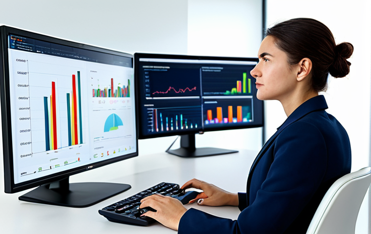 A professional female data analyst in a modest business suit, seated at a modern desk in a brightly lit, contemporary office. She is focused on multiple computer screens displaying intricate data visualizations, charts, and customer segmentation graphs. Her posture is natural, and her expression is thoughtful and intelligent. The background is clean and minimalistic, suggesting innovation and efficiency. The image conveys data-driven decision-making. Fully clothed, appropriate attire, professional dress, perfect anatomy, correct proportions, natural pose, well-formed hands, proper finger count, natural body proportions, safe for work, appropriate content, family-friendly, high-quality, ultra-realistic, studio lighting.