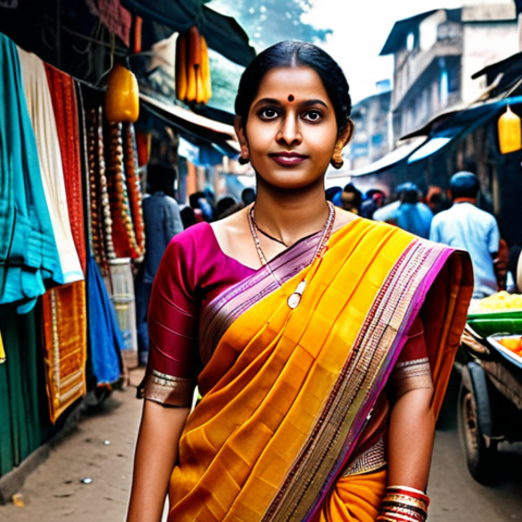 **

"A professional woman wearing a traditional Bengali saree, fully clothed in modest attire, standing in front of a colorful, bustling Dhaka street market. Safe for work, appropriate content, perfect anatomy, natural proportions, high-resolution photography, family-friendly."

**