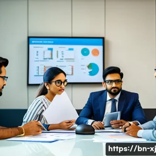 사용자 세그먼트 발굴을 위한 SWOT 분석 - A professional Bengali business meeting scene in a modern office setting, featuring diverse adults i...