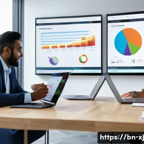 사용자 세그먼트 발굴을 위한 데이터 시각화 - A detailed business analytics scene showing a modern office environment with a diverse group of Beng...