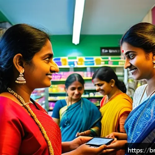 Home 31 세그먼트별 구매 패턴 분석하기 - A vibrant retail scene depicting diverse Bengali customers segmented by age groups: young adults ent...
