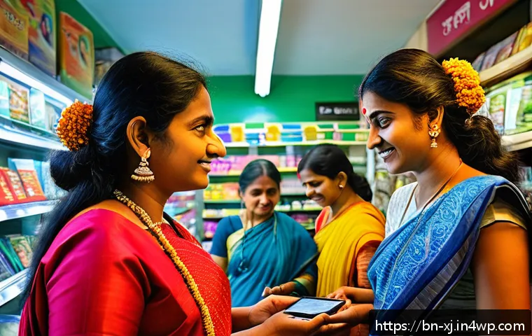 세그먼트별 구매 패턴 분석하기 - A vibrant retail scene depicting diverse Bengali customers segmented by age groups: young adults ent...