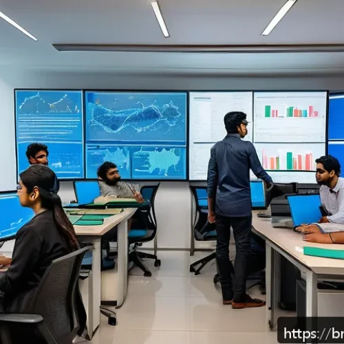 Home 30 사용자 세그먼트를 위한 머신러닝 기법 - A modern office environment showing a diverse team of Bengali data scientists and analysts collabora...