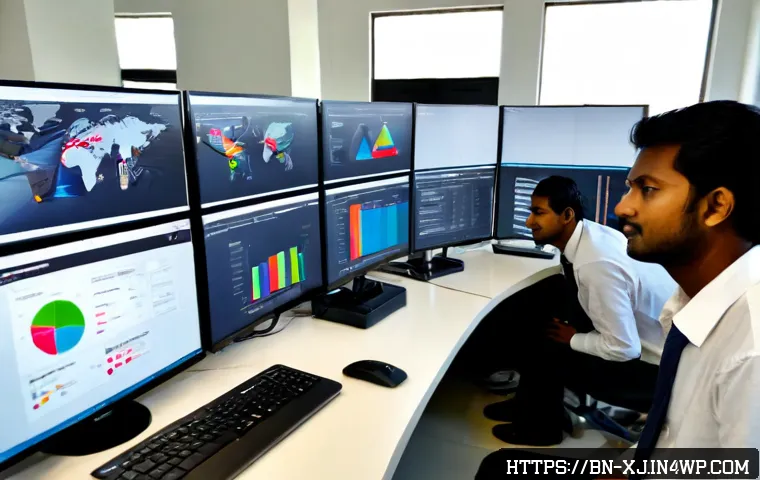 Home 17 사용자 세그먼트 발굴을 위한 필수 툴 리스트 - Photorealistic modern analytics workspace in Bangladesh, a diverse team of business analysts reviewi...