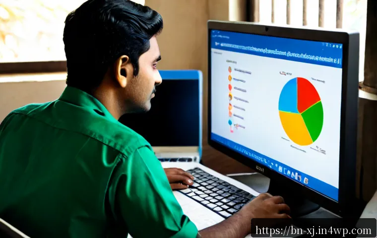 고급 데이터 분석으로 사용자 세그먼트 찾기 - Photorealistic modern analytics workspace in Dhaka, Bengali data analyst studying a large monitor wi...